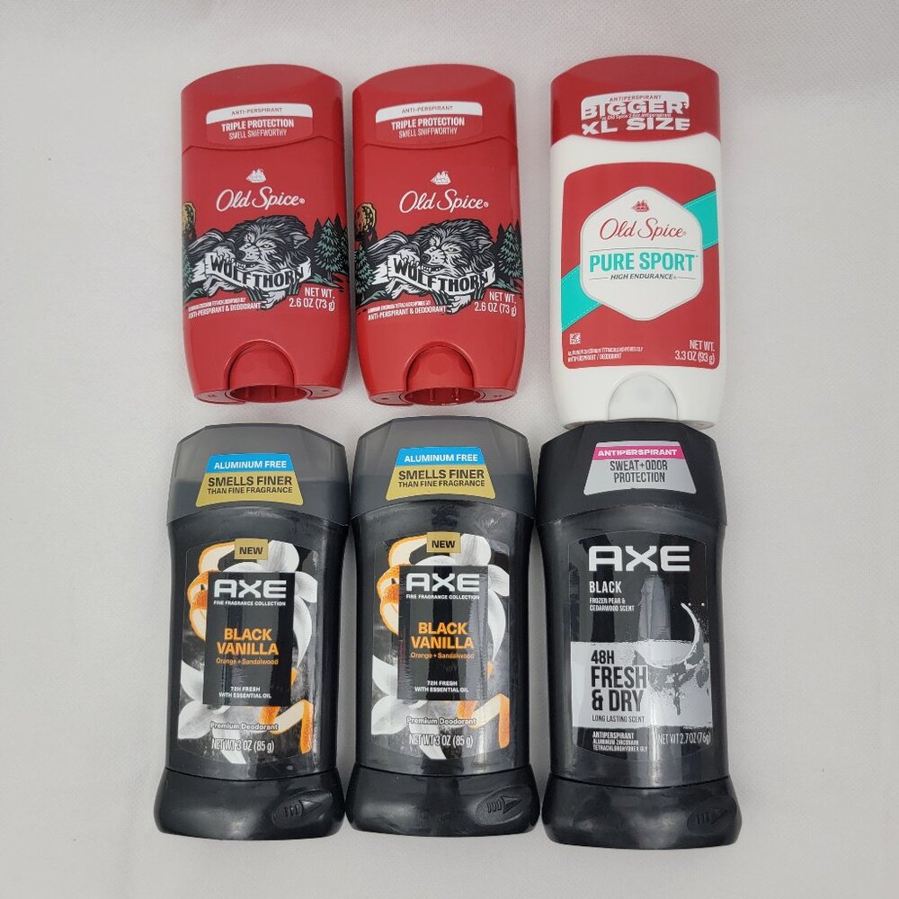 OLD SPICE and AXE Mens Deodorant Lot Bundle 6 Piece Personal Care